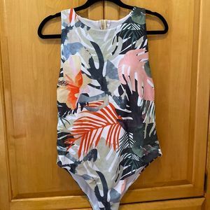 SHEIN Multicolor Tropical Print One Piece Swimsuit
